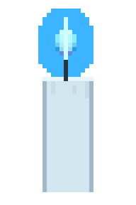 Flickering blue pixel candle